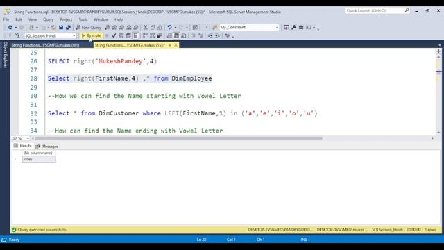 30.String Functions in SQL|ASCII(),CHAR(),NCHAR(),LEFT(),RIGHT(),LTRIM(),RTRIM() Part-1 in English смотреть онлайн