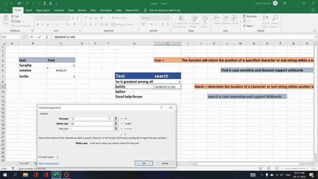 MS EXCEL - Find () vs Search() Function .similarities and Dissimilarities. смотреть онлайн
