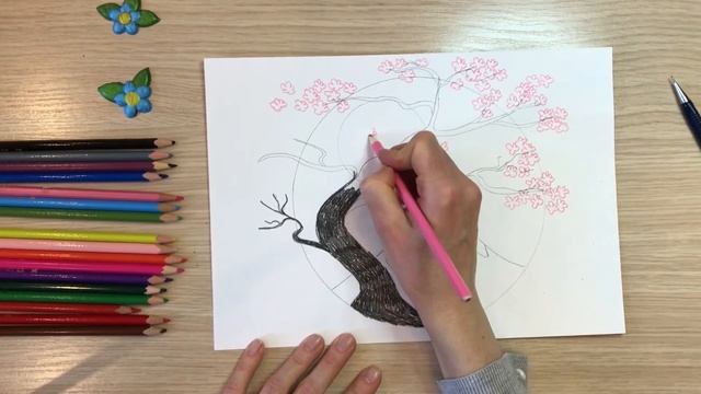 Сакура рисунок. Япония рисунок Как нарисовать Японию нарисовать сакуру цветущее дерево весна рисуно смотреть онлайн