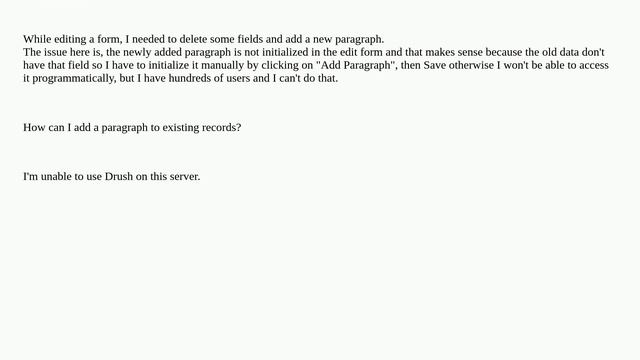 Drupal: How can I attach a newly added paragraph to existing records? closed смотреть онлайн