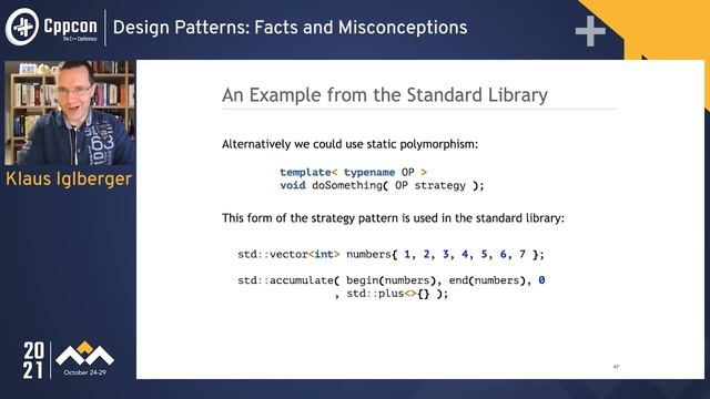 Design Patterns: Facts and Misconceptions - Klaus Iglberger - CppCon 2021 смотреть онлайн
