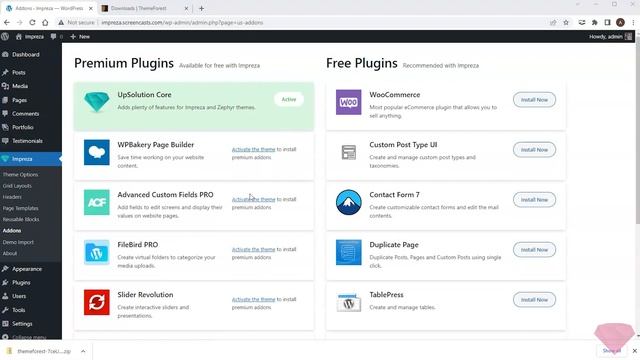 Installing And Activating Impreza