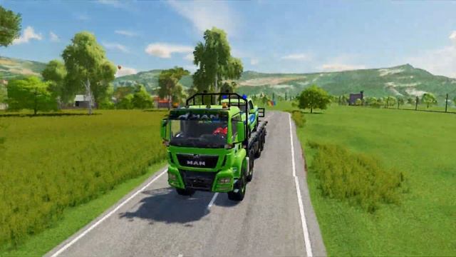 TRANSPORTING FORD RANGER PICKUP & VOLKSWAGEN POLICE CARS WITH TRUCKS - Farming Simulator 22 смотреть онлайн