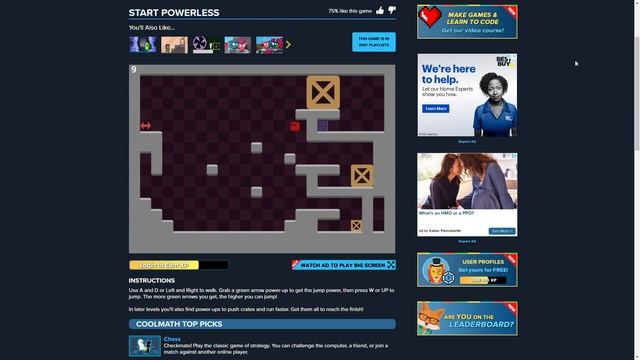 My start powerless run on Cool Math Games смотреть онлайн