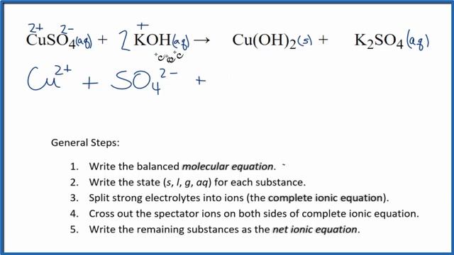 How to Write the Net Ionic Equation for CuSO4 + KOH = Cu(OH)2 + K2SO4 смотреть онлайн