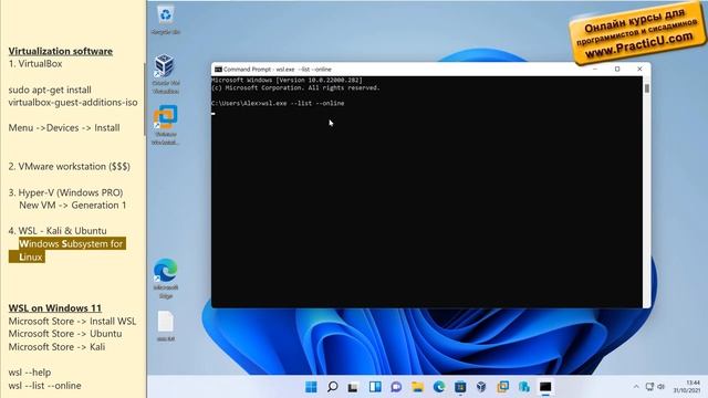 WSL с графический интерфейсом  -  Kali и Ubuntu