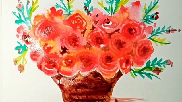 Дачный букет - рисунок красками. смотреть онлайн