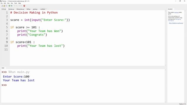 #7 - Python if...else decision making statement смотреть онлайн