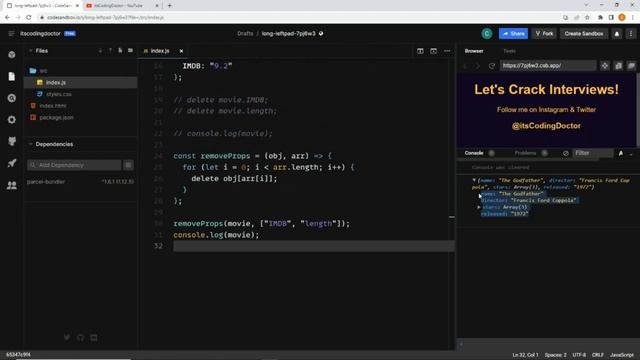 JavaScript interview questions (Delete Object Keys In 4 Ways) #javascriptinterviewquestions смотреть онлайн