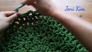 Овальный ковер крючком из шнура 8 ряд Crochet Oval Rug for beginners row 8