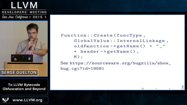 2015 LLVM Developers’ Meeting: Serge Guelton “To LLVM Bytecode Obfuscation and Beyond" смотреть онлайн