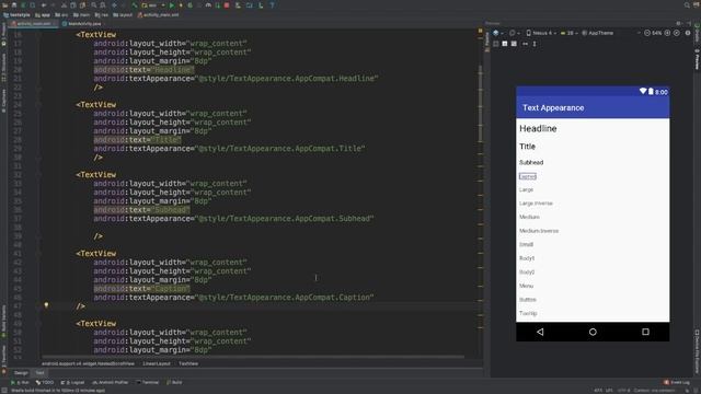 Text Appearance | Android Studio 3.1.2 смотреть онлайн