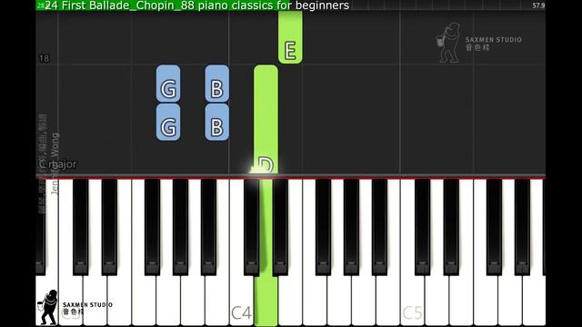 24 First Ballade Chopin 88 piano classics for beginners смотреть онлайн
