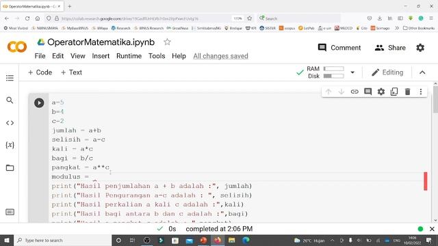 OPERATOR MATEMATIKA PADA PYTHON смотреть онлайн