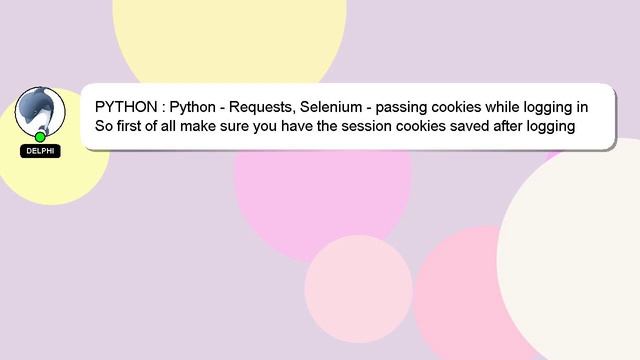 PYTHON : Python - Requests, Selenium - passing cookies while logging in смотреть онлайн