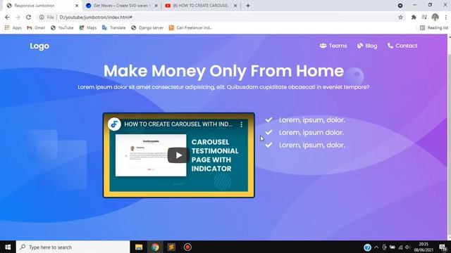 Responsive Jumbotron HTML CSS JavaScript смотреть онлайн