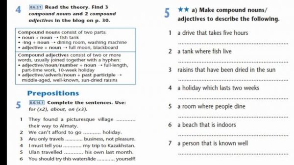 Excel. Grade 8. Lesson 26. Compound nouns & compound adjectives