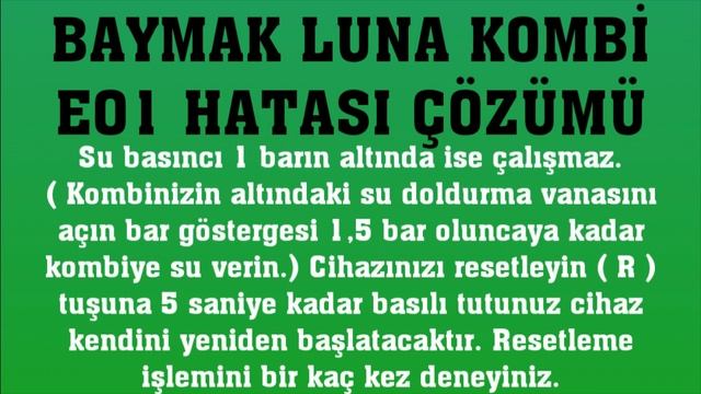 Baymak Luna Kombi E01 Hatası Nasıl Giderilir? смотреть онлайн