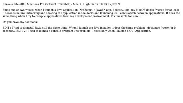 Apple: MacOS dock freezes when I launch Java application смотреть онлайн