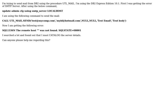 Databases: Sending a mail using DB2's Proceude UTL_MAIL смотреть онлайн