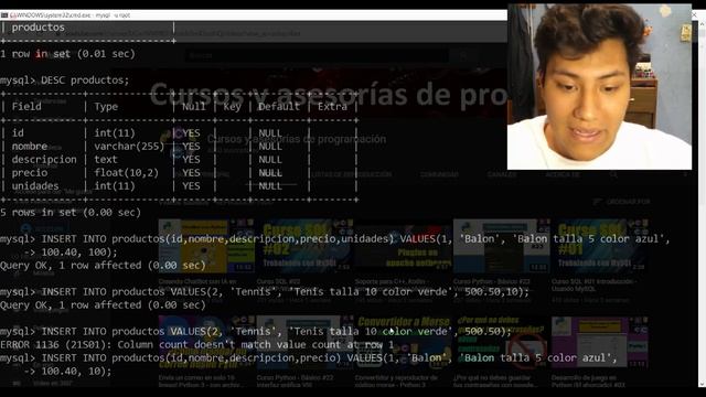 Curso SQL #05 Insertar valores en tablas desde consola y PHPMyAdmin смотреть онлайн