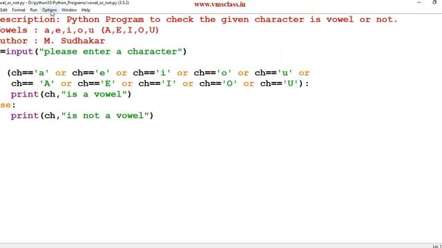 Python program to check the given character is vowel or not смотреть онлайн