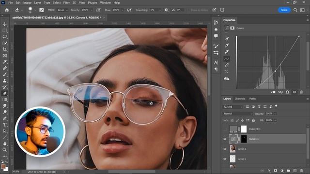 Remove Glare from glasses Magically in Photoshop смотреть онлайн