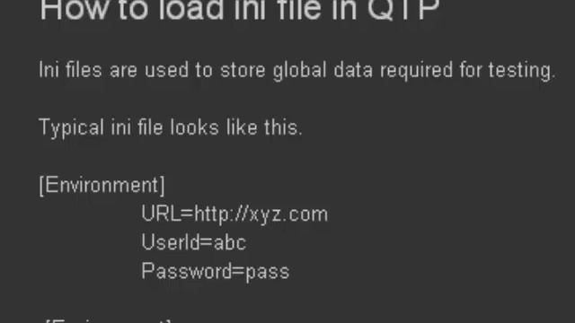 Load ini file in QTP смотреть онлайн