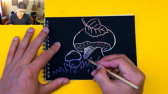 Гравюра для детей - Рисуем ГРИБ ОСЕНЬЮ очень просто от РыбаКит смотреть онлайн