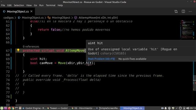 06 Movimiento de personaje parte4 Juego tipo Rogue en Godot C# смотреть онлайн
