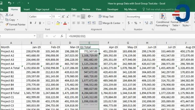How to Group Excel Data using Auto Outline Tool by Rows and Columns смотреть онлайн