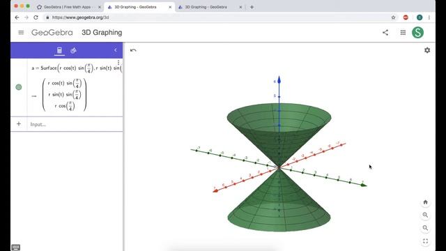 Graphing Spherical Coordinates in GeoGebra 3D (Part 2): A Cone about z-axis смотреть онлайн