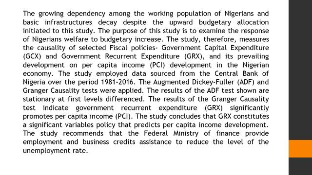 Causality of Fiscal Policies and Per Capita Income Development Evidence from the Nigerian Economy E смотреть онлайн