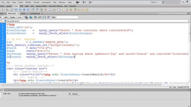 Php İle Web site Yapımı - Detay Sayfasının İp'ye Göre Hit Yapımı| Ders - 8 смотреть онлайн