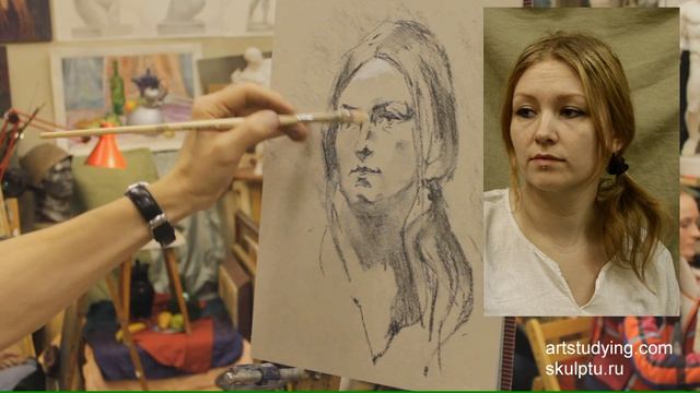 Графика. Портрет. Уголь. Белила. смотреть онлайн