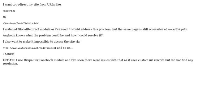 Drupal: Drupal 7 globalredirect not working for /node/ redirection смотреть онлайн