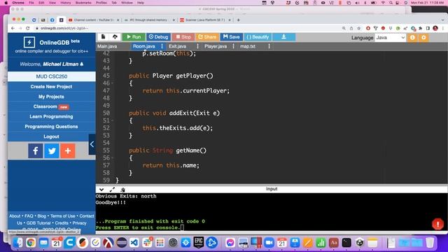 CSC250 2/21/22 More MUD stuff and added player interaction смотреть онлайн