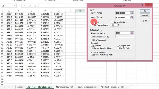 (Excel):Perform Augmented Dickey-Fuller Test, Stationarity #adf #pp #stationarity #integration