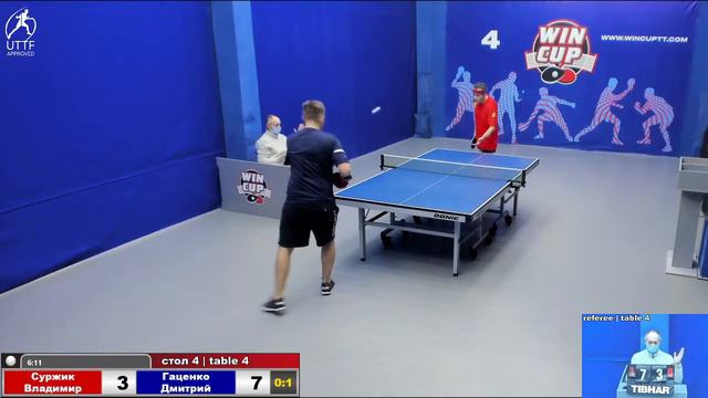 04:25 Суржик Владимир (0:3) Гаценко Дмитрий стол 4 ЮГ-4 22.12.21 смотреть онлайн