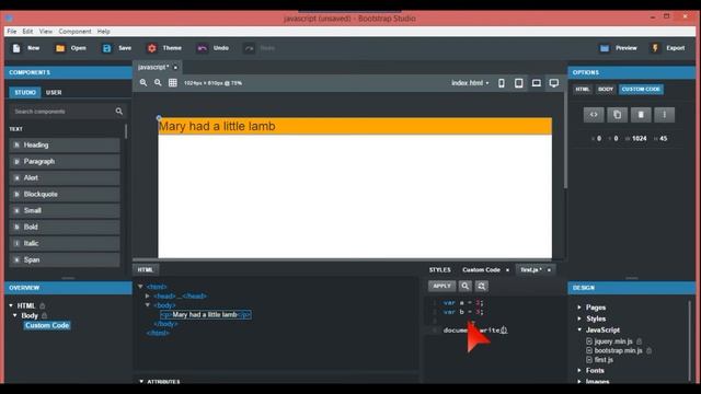 How to use the Javascript Editor in Bootstrap Studio смотреть онлайн