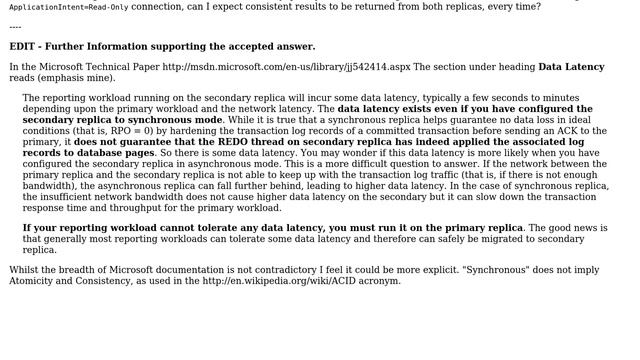 Databases: Does "Synchronous-Commit Availability Mode" ensure consistency between Replicas? смотреть онлайн