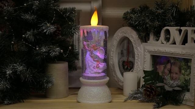 Светодиодная фигура «Свеча с ангелом» 10 × 26 × 10 см, пластик, блёстки, свечение RGB смотреть онлайн