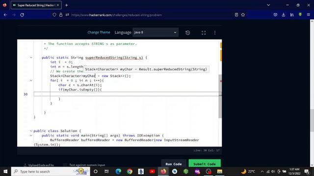 Hackerrank superReduced string solution using java смотреть онлайн