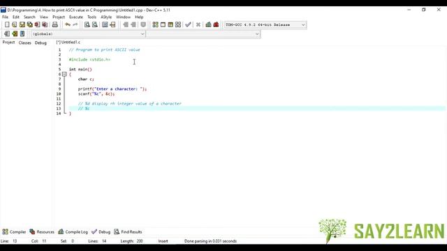 How to print ASCII value in C Programming смотреть онлайн