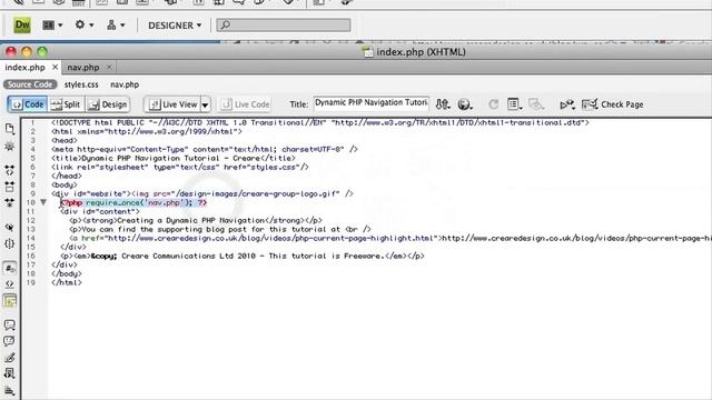 Web Design Tutorial - PHP Current Page Highlight смотреть онлайн