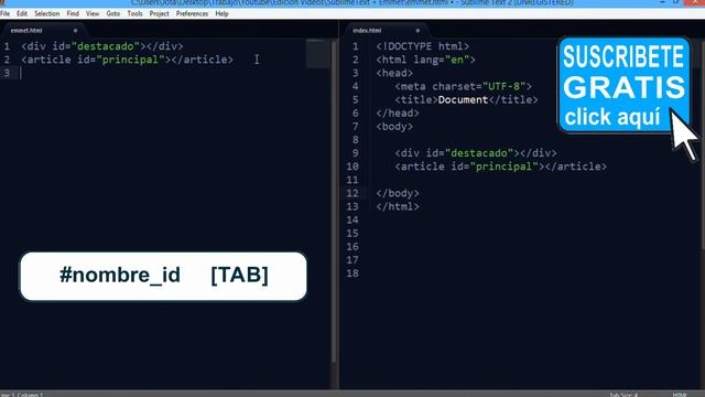 SublimeText + Emmet - 07 Selector id @JoseCodFacilito смотреть онлайн