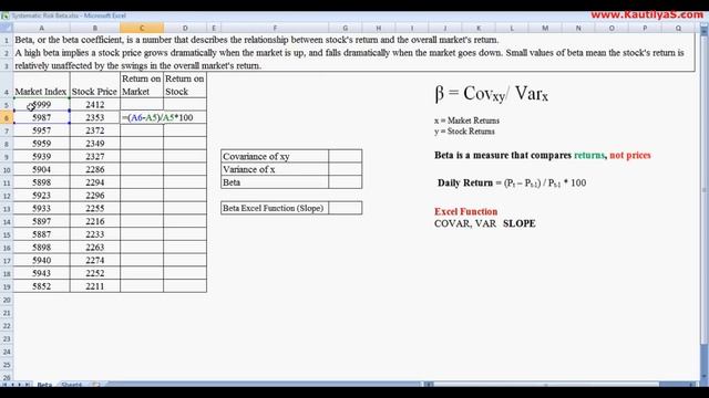 How to calculate Systematic Risk or Beta смотреть онлайн