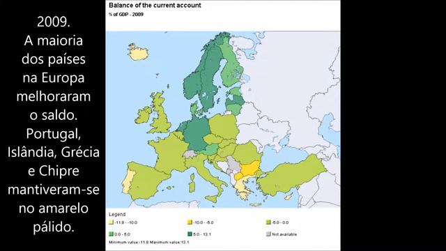 Saldo da balança corrente em %PIB na Europa, 2002 2013 смотреть онлайн
