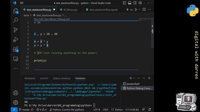exclusive or (XOR) in python смотреть онлайн