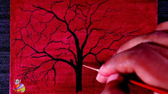#Art184 | How to Draw a tree on Red Canvas for Beginners Step by Step easy смотреть онлайн